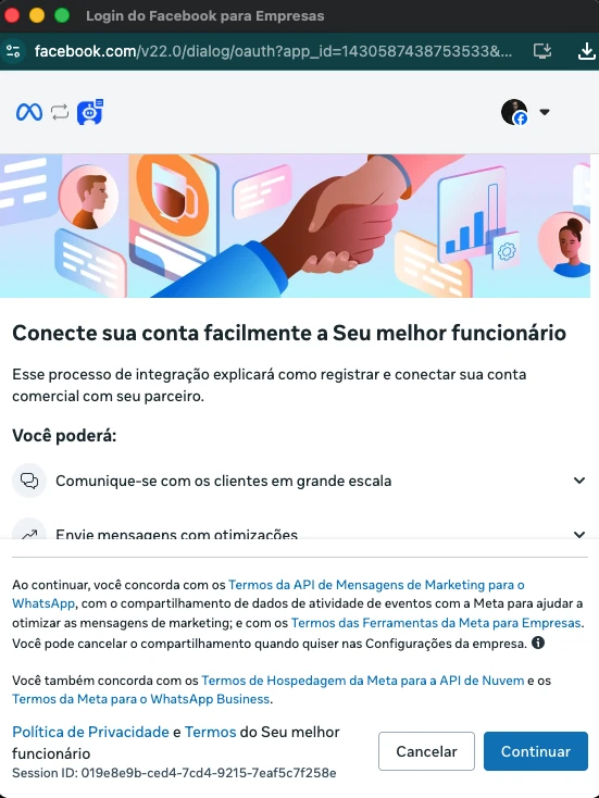 Tela real de conexão do WhatsApp no CRM SMF